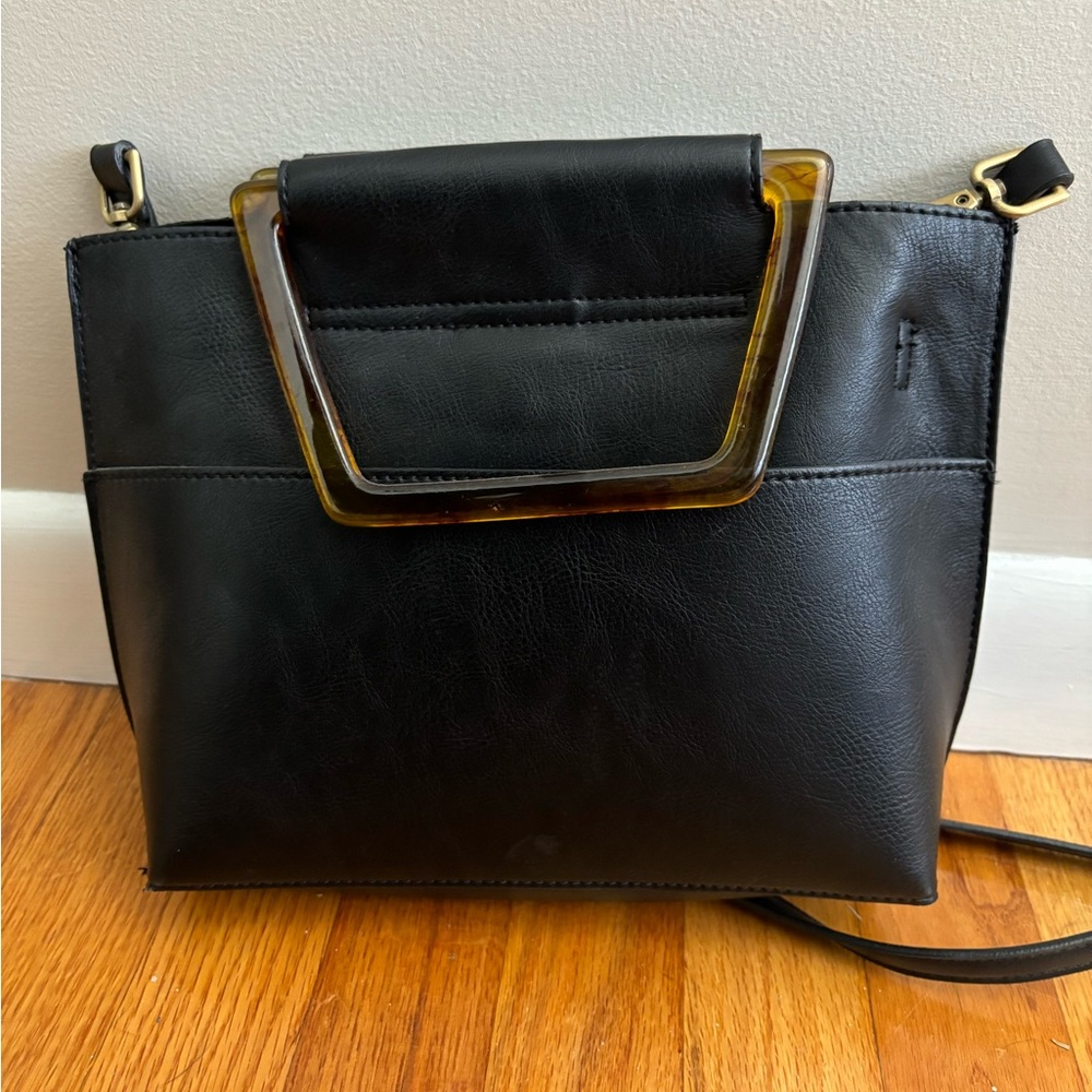 H&M Black Crossbody with Tortoiseshell Handles